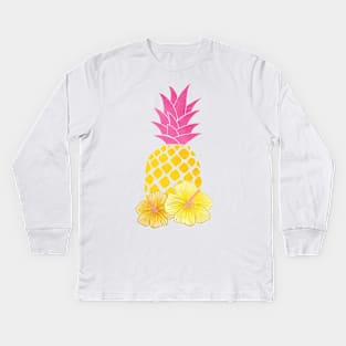 Pineapple and Hibiscus Vibes Kids Long Sleeve T-Shirt